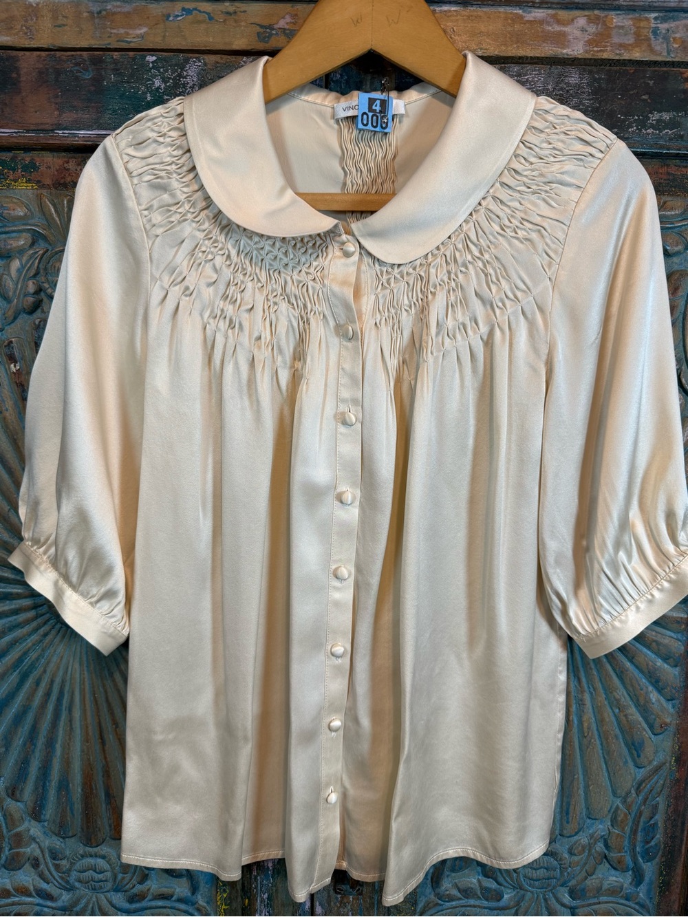 Vince. silk smocked blouse vintage style
